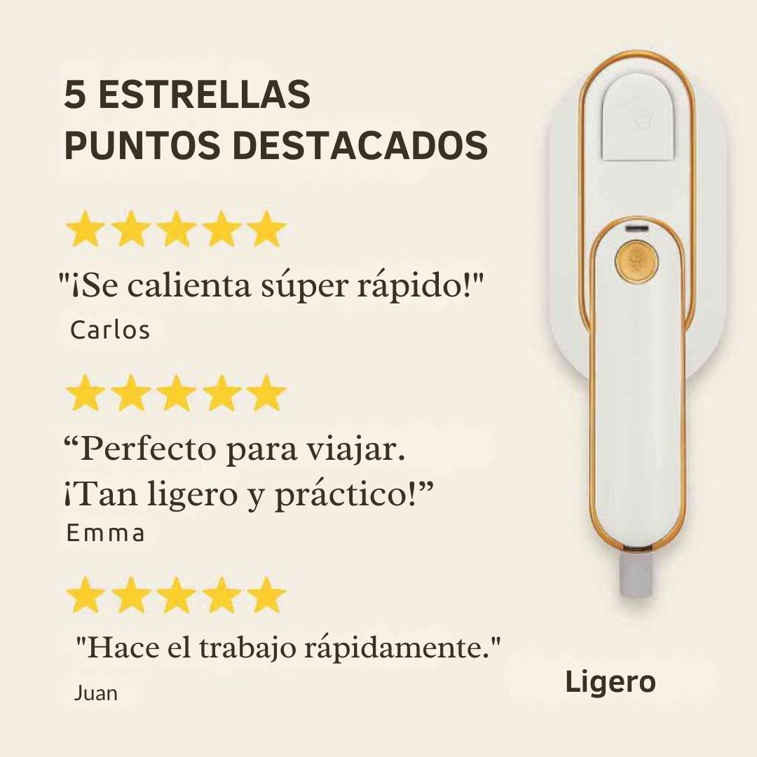 Mini Plancha a Vapor Pro™ Ropa sin arrugas en minutos, estés donde estés.